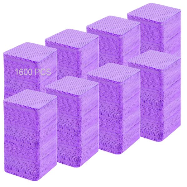 1600PCS Lint Free Nail Wipes Nail Polish Remover Cotton Pads, Nail Wipes Eyelash Extension Wipes No Lint Nail Wipes, Absorbable Eyelash Extension Glue Cleaning Wipe for Gel Nail Polish Remover, Purple