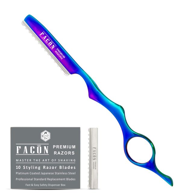 Facón Professional Hair Styling Thinning Texturizing Cutting Razor + 10 Replacement Blades