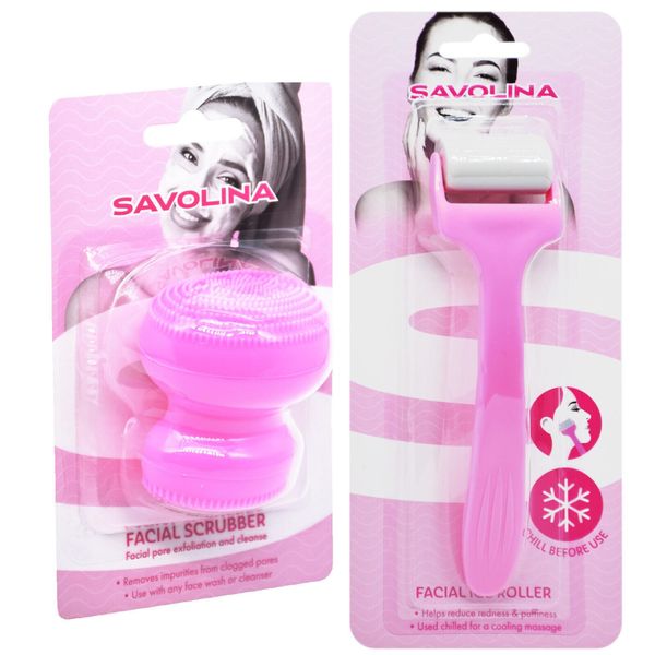 SAVOLINA Facial Scrubber & Roller Beauty Care Tool Set (Combo Pack)