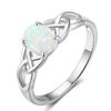 Acefeel Oval Lab Created White Opal Celtic Knot 925 Sterling Silver Band Ring