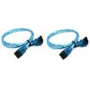 24" Inch UV Blue SATA 3 III Round SSD/HDD Data Cable Straight to Rt Angle 2-Pack