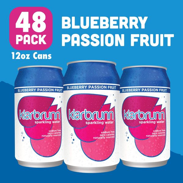 Klarbrunn Sparkling Water, Blueberry Passionfruit, 48 Pack