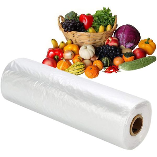 RBHK 12x16 Plastic Produce Bag on a Roll Clear Food Storage Bags, Pet Bags, One