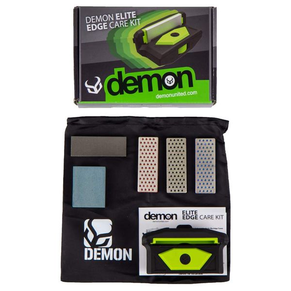 DEMON UNITED Elite X Ski and Snowboard Edge Tuner- Includes Side Edge Multi-Tool, 3 Diamond Stones, Steel File and Gummy Stone- Ski Edge Tuner and Ski Edge Tool Combo Kit