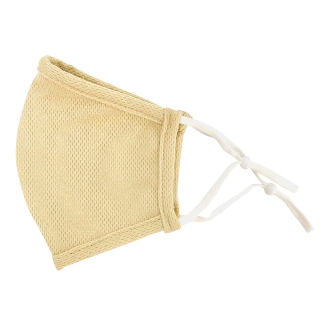 85559 Mask, For Spring, Summer, Cooling, Washable, Cloth Mask, Easy to Breathe, 3D Construction, No Ear Pain, Ear Strings, Beige, Adults, Small, Small Size