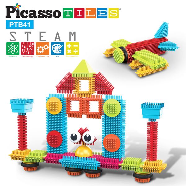 Picasso Toys 41pc Hedgehog Hedgehog Block Building Blocks Construction Toy Set w/IdeaBook Learning Playset None Magnetic STEM STEAM Educational Kit Child Brain Development Preschool Kindergarten PTB41