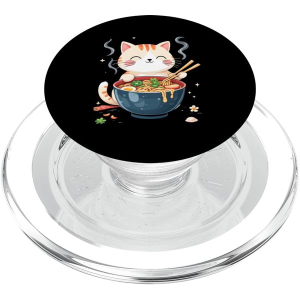 Cute Cartoon Cat Ramen PopSockets PopGrip for MagSafe