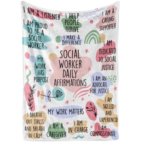 InnoBeta Social Worker Throw Blanket - Unique Social Work Month, Appreciation, Graduation Gifts for BSW, MSW, DSW - 50" x 65" - (Beige)