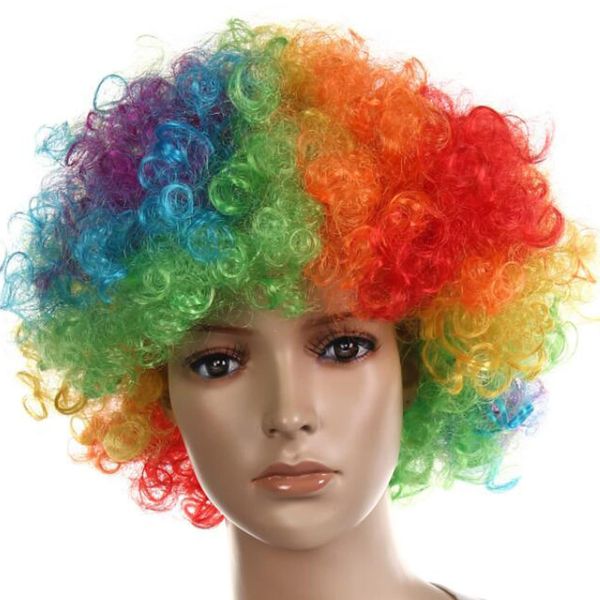 Samcos Wig, Clown Wig, Bomber, Afro Wig, 1 Set, Afro Wig, Net, Stand Out, Cosplay, Party, Stage, Show, Unisex, Costume, Accessory, Halloween Costume, Rainbow