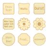 Design Untersetzer Bierdeckel graviert mit Wunschtext aus Holz, Form:Form 1