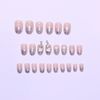 Nude Powder Nail Tips 3D Small Floral Pattern 24pcs French Nail Pearls for Wedding, Party, Holiday, Dating, Prom, Daily Life