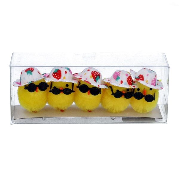 Gisela Graham Set of 5 Novelty Chenille Chicks in Sunglasses Easter Decorations