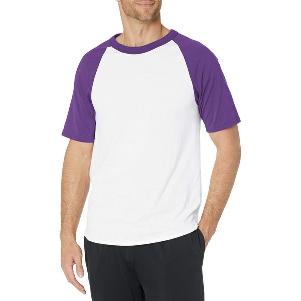 Augusta Sportswear Men's 2XL Short Sleeve Baseball Jersey, White/Purple, XX-Large