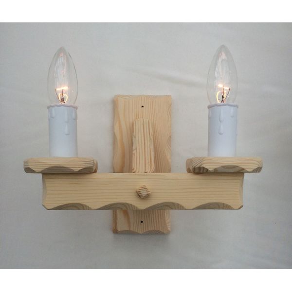 Traditional Rustic 2-Light Wooden Natural Pine Wall Light/Wall Bracket