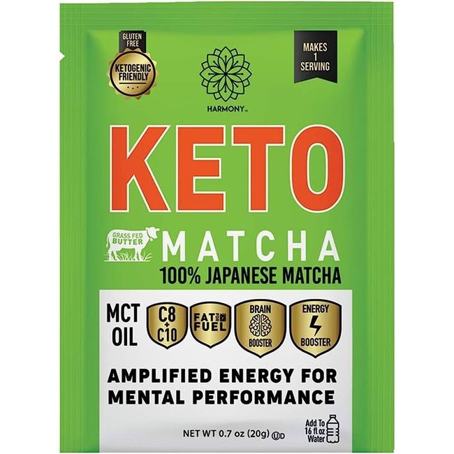 Harmony Keto Matcha Powdered Tea Mix, 6 Serving packet on to go (0.07oz serving)