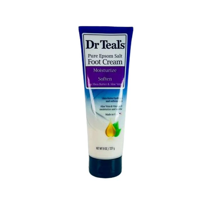 Dr. Teal's Pure Epsom Salt Foot Cream Moisturizes and Softens 8oz