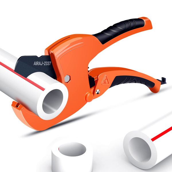 AIRAJ 64 mm Plastic Pipe Cutter with Ratchet,Curved Handle and Safety Latch Pipe Cutter,Pipe Cutter of PVC, PE, PPR and Rubber Hose - Suitable for Home and Workshop-2337