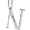 16'' Rhodium Plated Necklace w/ ''N'' Initial & Crystals by Matashi
