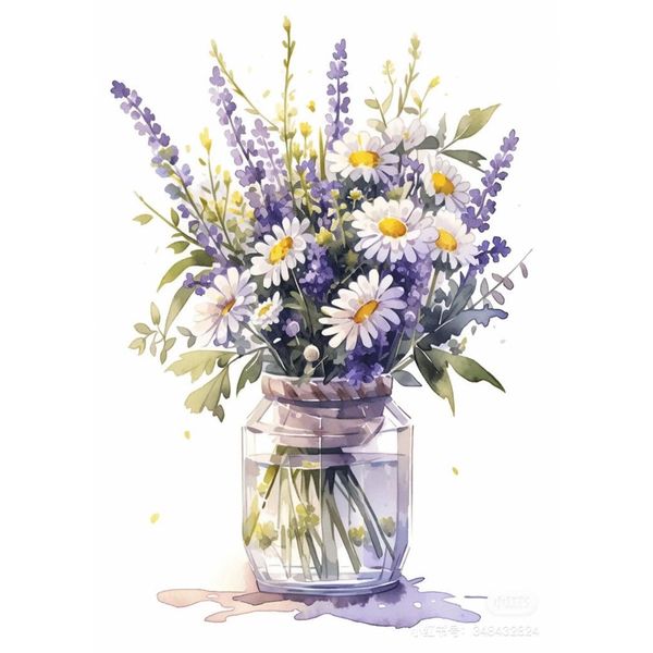 RICUVED Daisy Diamond Painting Kits Flower for Adults,Vase 5D DIY Full Drill Round Flower Diamond Art Gem Painting Diamond Painting for Home Decor 30x40cm