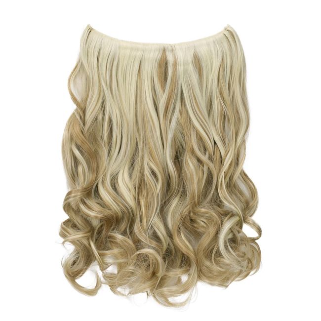 CAISHA by PRETTYSHOP 50cm 1 Tresse Extension mit Gummiband Extensions Haarverlängerung Haarteil Leicht Gewellt Blond Mix Strähnen E107-1