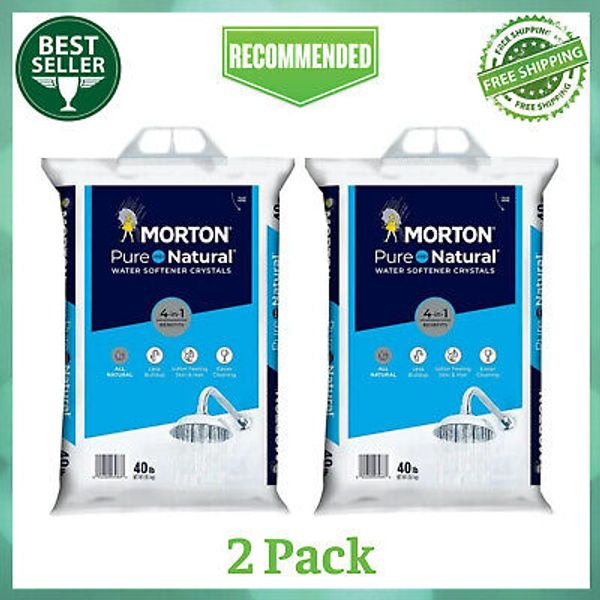 Morton Pure and Natural Water Softener Salt Crystals, 40-Pound Bag, 2-Pack |