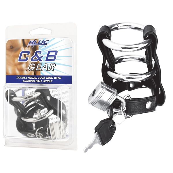 Double Metal Cock Ring with Locking Ball Strap - Enhance Stamina and Pleasure