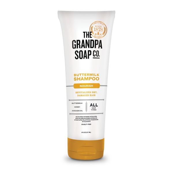 The Grandpa Soap Company Buttermilk Shampoo Unisex | Buttermilk, Honey & Avocado Oil | Nourish Dry or Damaged Hair | Clean Shampoo | Sulfate-Free | 8 Fl. Oz. Tube