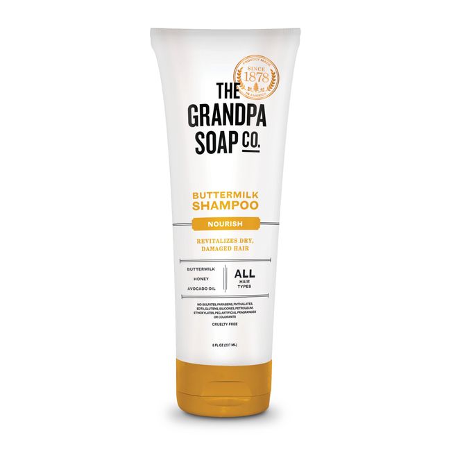 The Grandpa Soap Company Buttermilk Shampoo Unisex | Buttermilk, Honey & Avocado Oil | Nourish Dry or Damaged Hair | Clean Shampoo | Sulfate-Free | 8 Fl. Oz. Tube