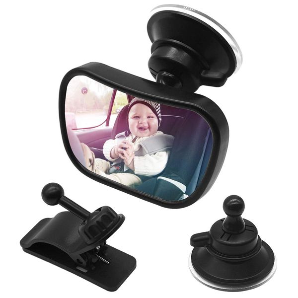 Baby Car Mirror Rear View Mirror Back Seat Child in Sight Safely Car Mirror 360 Degree Adjustable Shatterproof with Sucker and Clip Family Car Kids Supplies for Children Baby Kids