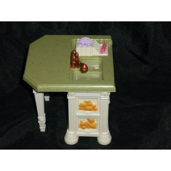 Fisher Price Loving Family Dollhouse Kitchen Island Sink Counter Dishes