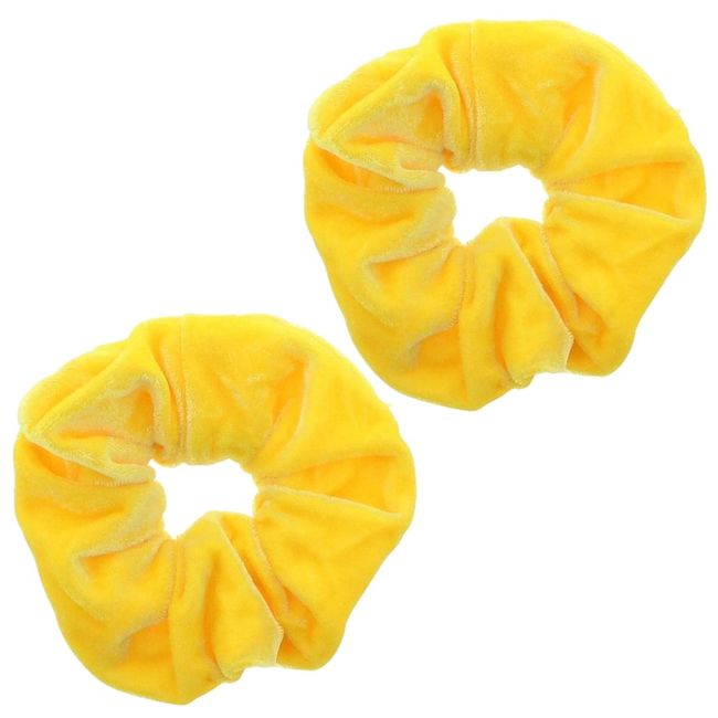 Topkids Accessories - Luxury Velvet Scrunchie Scrunchies Elastic Hair Band Ponytail Holders Hair Scrunchie Hair Bobbles Hair Accessories for Women, Ladies, Girls - Pack of 2 (Yellow)