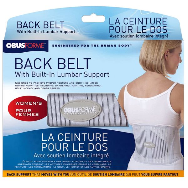 ObusForme Back Support Belt with Built-in Lumbar Support | Lower Back Brace | Elastic Abdominal Support | Breathable, Compression Band | Tailored to Female Physique (Small/Medium)