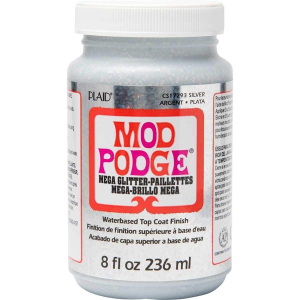 Mod Podge Mega Glitter 80z | Colours Listed Silver