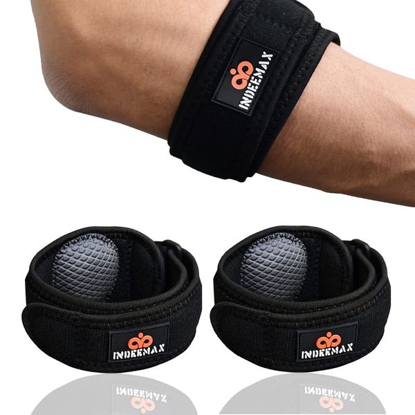 INDEEMAX 1 Paar Ellenbogenbandage Männer Damen, Kompression Bandage mit EVA-Futter, Einstellbare Ellenbogen Bandage für Sports,Sehnenentzündung,Arthritis, Lindert die Schmerzen bei Tennisarm Golferarm