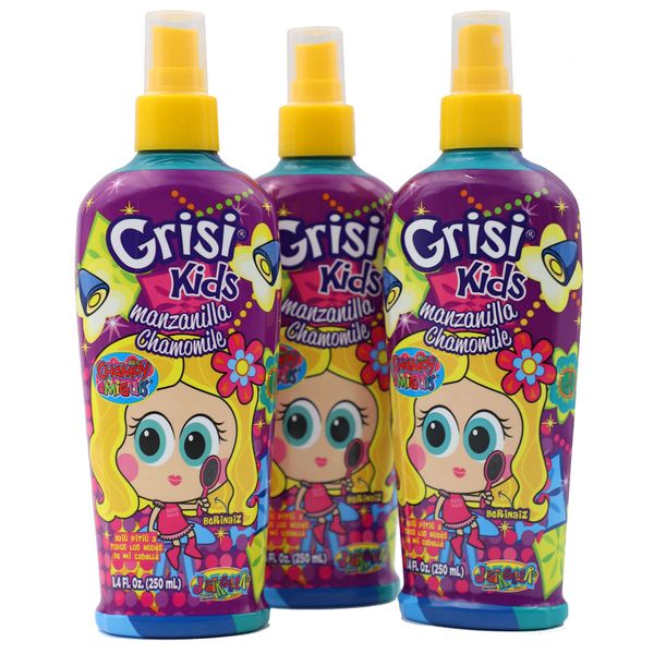 Grisi Kids Manzanilla Lotion Detangling and Lightening with Chamomile Spray, Clear, 3-Pack of 8.4 FL Oz, 3 Spray Bottles