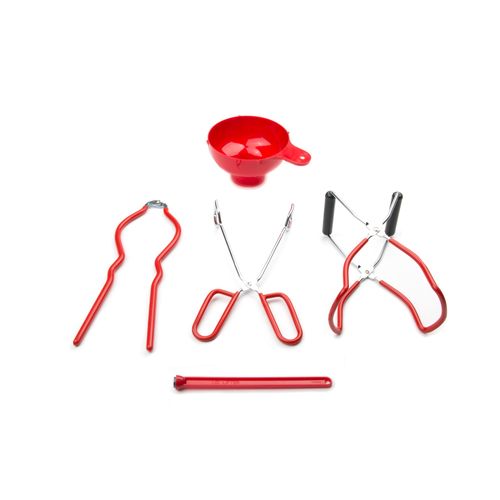 Fox Run Home Canning Tool Set, Red, 3.5 x 11 x 6 inches, 5-Piece