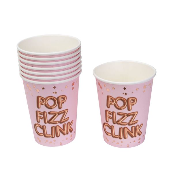 Neviti 773505 Glitz and Glamour Pop Fizz Clink Paper Cups, Pink/Rose Gold, 1 Count (Pack of 1)