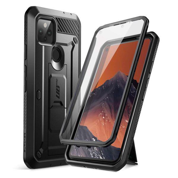 SUPCASE Unicorn Beetle Pro Series Full-Body Rugged Holster Case with Built-in Screen Protector for 6.2-Inch Google Pixel 4A 5G (2020), Black