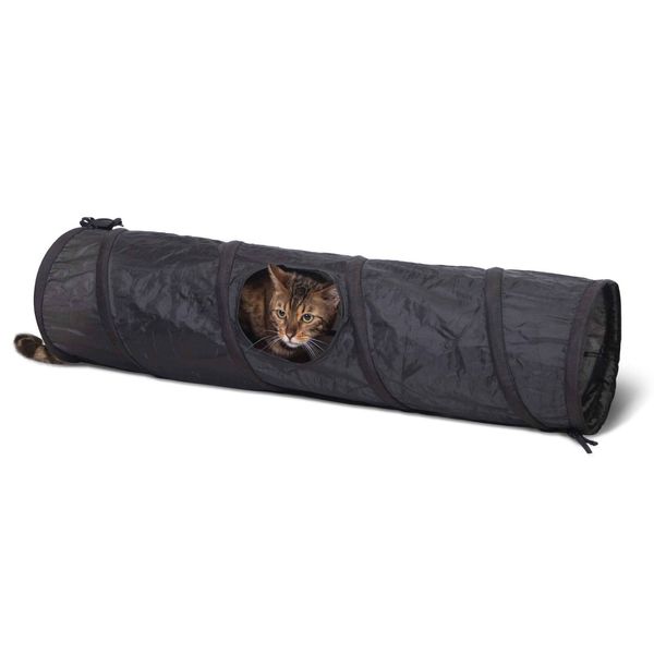 K&H Pet  Cat Tunnel Toy Straight Tunnel Black 9" x 35" x 9"