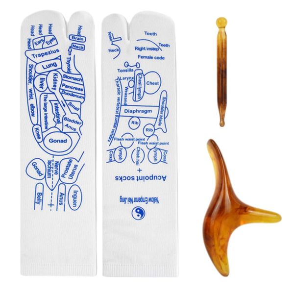1 Paar Reflexzonen Socken für Frauen, Fußreflexzonen Socken mit Massage Tools, Akupressur Socken für Fußmassage, Reflexology Chart Socken, Entspannung für Füße