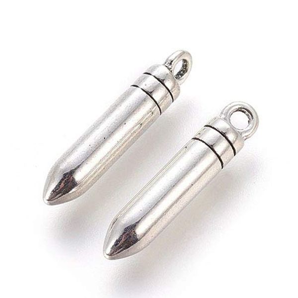 Bullet Charm 01 Antique Silver 2 Pieces Accessory Parts Charm