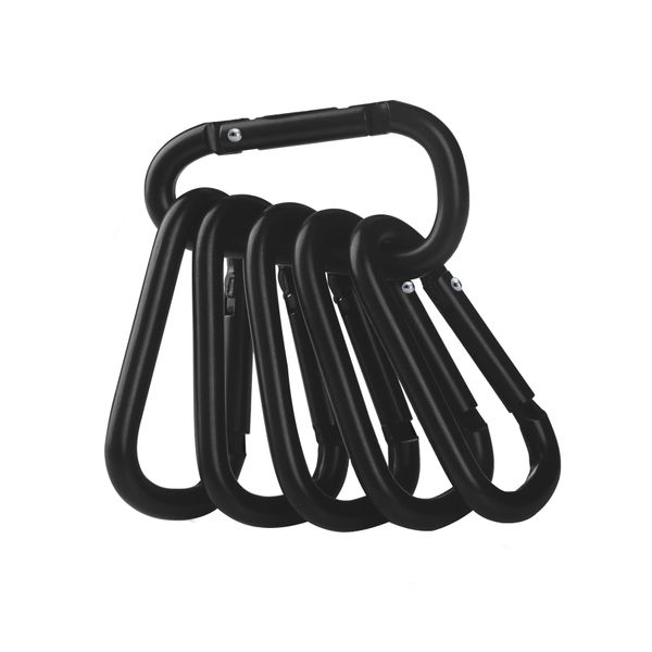 Booms Fishing CC2 New Aluminum Alloy Carabiner, Ultra Light, Lock Carabiner, Black, 6 Pcs