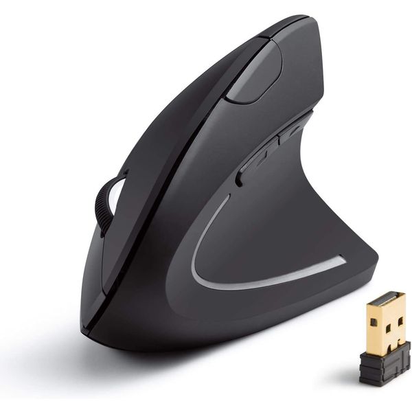 Anker AK-UBA 2.4G Wireless Vertical Ergonomic Optical Mouse, 800 / 1200 /1600 DPI, 5 Buttons for Laptop, Desktop, PC, Macbook - Black