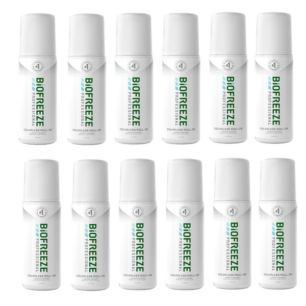 12 Biofreeze Professional 3 oz Gel COLORLESS ROLL-ON EXP 07/2025 + FREE SHIPPING