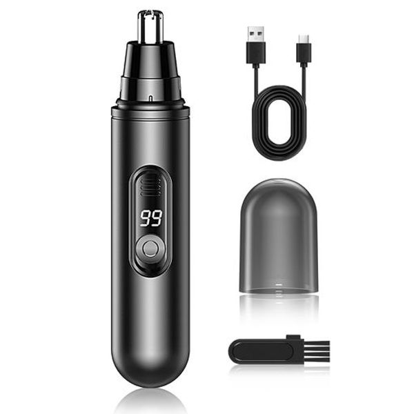 Nose Hair Cutter for Men, Nose Hair Trimmer, Eyebrow and Ear Hair Trimmer, LCD Screen, TYPE-C Rechargeable, Lightweight, Compact, Easy to Carry, Washable, Etiquette Cutter, Ear Hair Cutter, Eyebrow Cutter, Electric Shaver, Unisex, Includes Cleaning Brush,