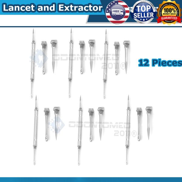 12 PC Professional  Lancet And Extractor Skin BLEMISH RemoveR Skin Care Tool ODM