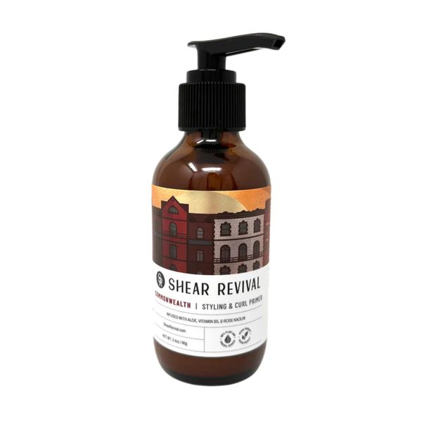 Shear Revival Commonwealth Styling & Curl Primer | Curl Defining Cream & Leave in Conditioner Reduces Frizz & Add Shine Volumizing with Rose Kaolin Clay Notes of Mandarin, Oakmoss, Galbanum 3.4oz