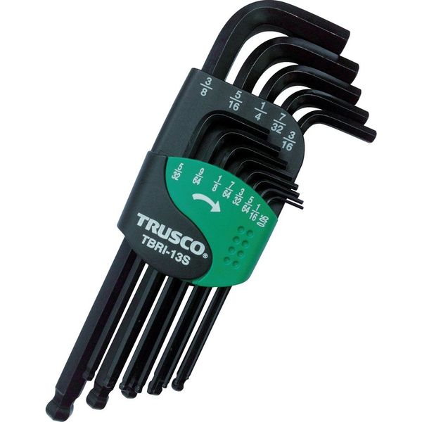 TRUSCO TBRI-13S Ball Point Hex Key Set of 13 (Inch Type)