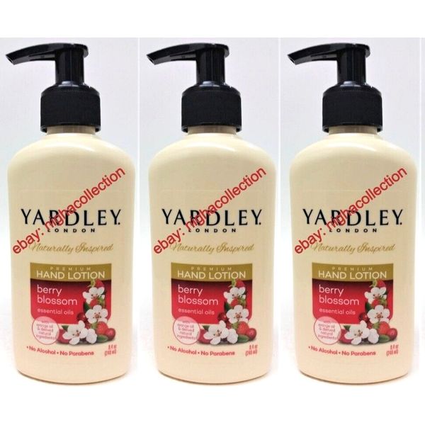 5 x Yardley London Premium Hand Lotion w/ Pump Berry Blossom 8.4 oz BRAND NEW