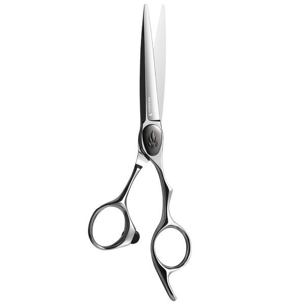 AOLANDUO Barber Scissor (6 Inch)-EXTREMELY SHARP-Offset Design Using Japanese VG10 Stainless Steel Hair Cutting Scissor for Salon Stylists- Smooth Motion Fine Craftsmanship Barber Shears Silver White